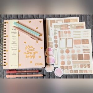 Pink & Gold 2026  Planner With Planning Stickers & Pens